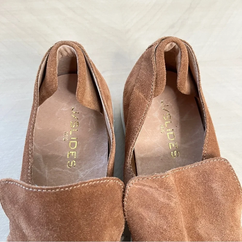 J/Slides Perrie Sneaker Brown Suede Leather Casual Shoe Women's Size 8